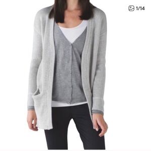 Gray and White Open Cardigan
